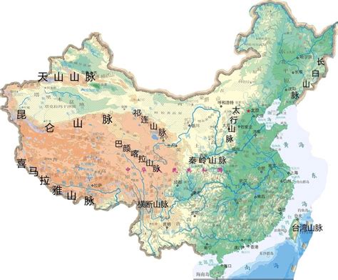 中國山脈分佈圖